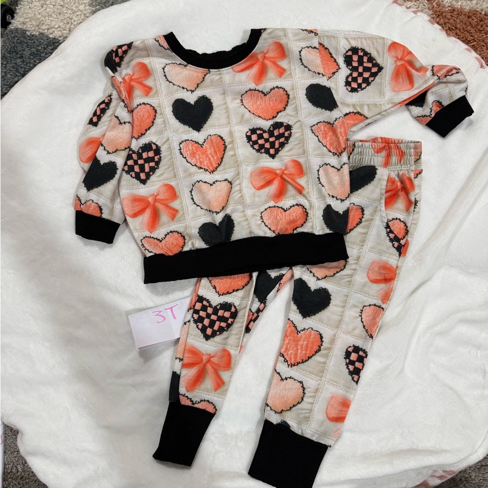 Charming Hearts and Bows Kids Pajama Set